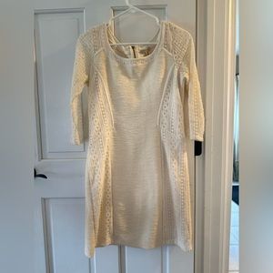 Cream 3/4 length sleeve Anthropologie dress